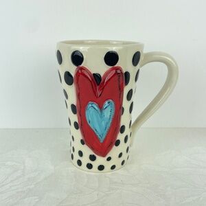 Heartful Home by Tracy Pesche Ceramic Mug Black Polka Dot Red Heart